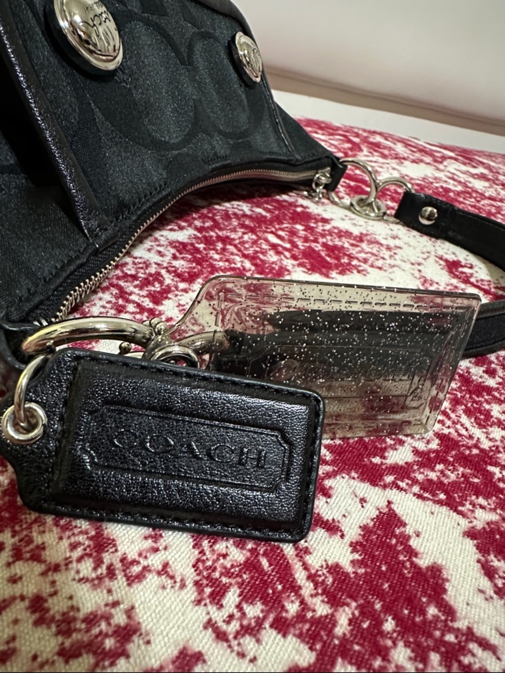 Coach Black Signature Canvas Shoulder Bag with Silver Hardware - Picture 12 of 15